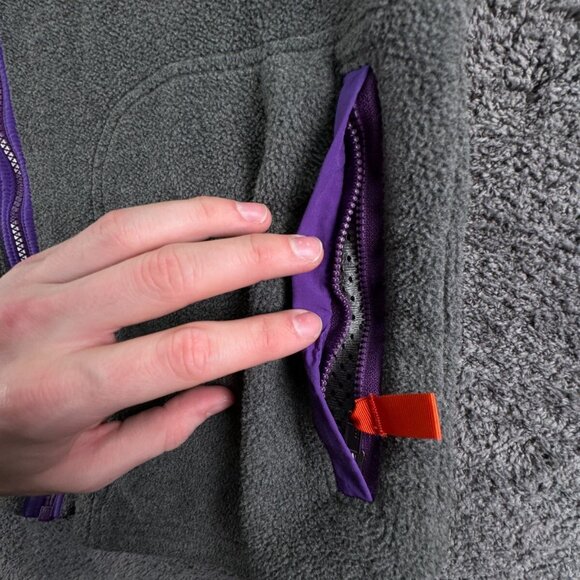 Patagonia Men’s Small Gray Purple Orange Jacket Fleece Full Zip W/ Pockets Adult - Picture 12 of 16
